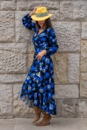 Sukienka "ANNA" długa - Blue Flowers - XS/S