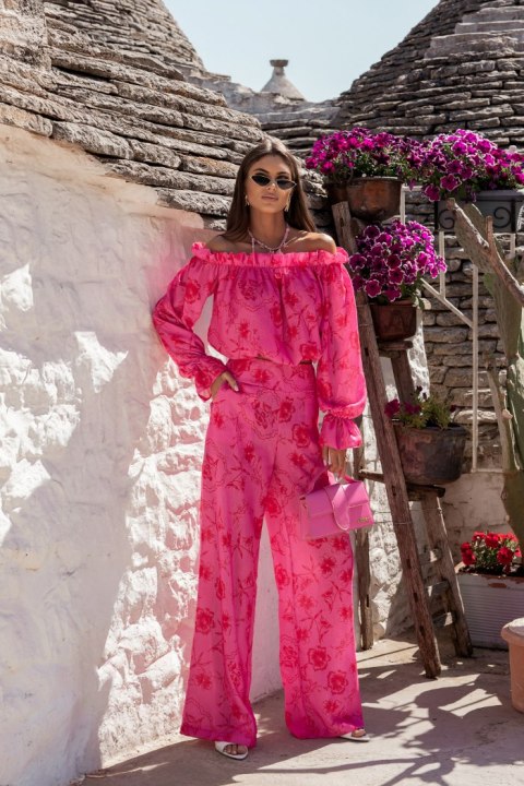 Komplet lniany MIA - Floria Pink - M/L
