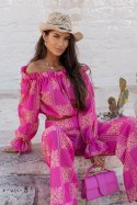 Komplet lniany MIA - Ricamo Pink - M/L
