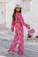 Komplet lniany MIA - Ricamo Pink - M/L