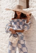 Komplet lniany MIA - Ricamo blue - XS/S