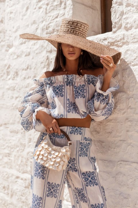 Komplet lniany MIA - Ricamo blue - XS/S