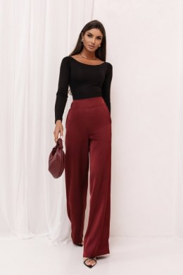 Spodnie satynowe DIVA - Bordo - S