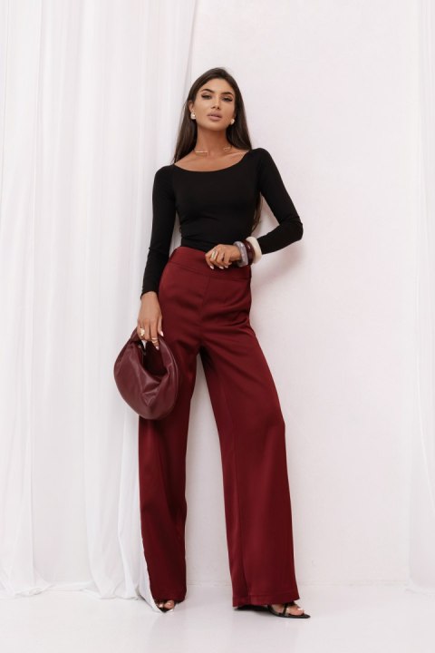 Spodnie satynowe DIVA - Bordo - S