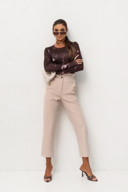 Bluzka SHIRA długi rękaw - Brown flowers - XS/S