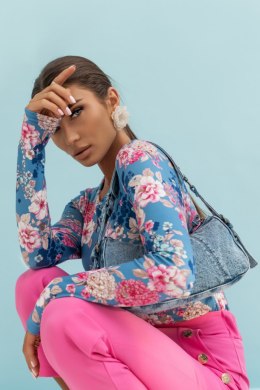 Bluzka SHIRA długi rękaw - blue flowers - XS/S