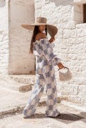 Komplet lniany MIA - Ricamo blue - M/L