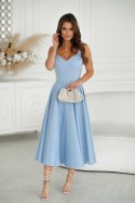 Błękitna Sukienka Midi Na Ramiączkach 244-08 - Baby blue
