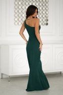 Elegancka Zielona Sukienka Z Cekinowym Dekoltem 321-13 - butelkowy