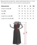 674-3 Elegancka dopasowana sukienka z kopertowym dekoltem, tiulowymi rękawami i rozcięciem - beżowa Numoco