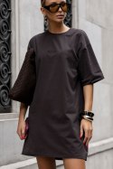 Czekoladowa t-shirtowa sukienka oversize SELLA