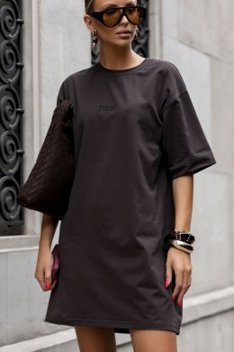 Czekoladowa t-shirtowa sukienka oversize SELLA