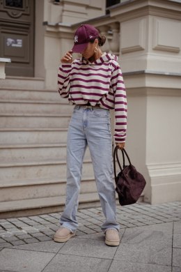 Bluza ERITH pasy - beż i bordo - UNI