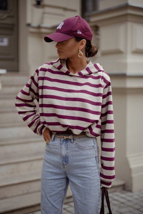 Bluza ERITH pasy - beż i bordo - UNI