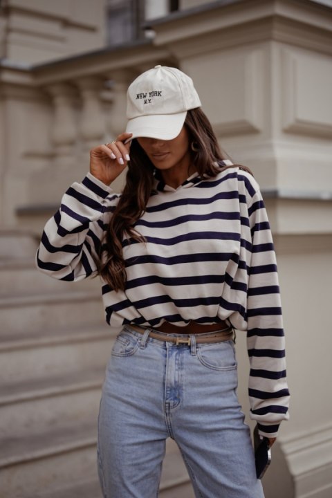 Bluza ERITH pasy - beż i granat - UNI