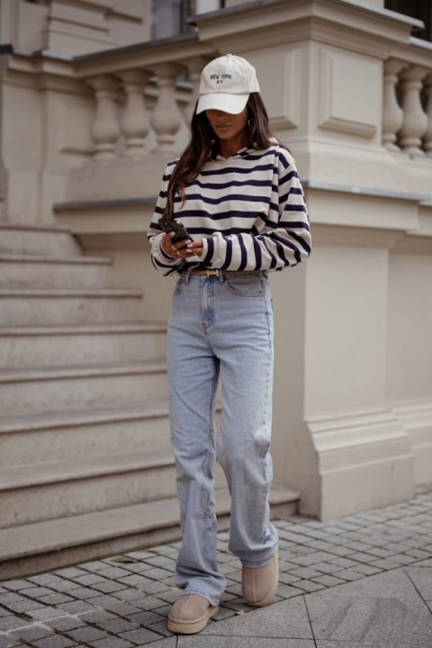 Bluza ERITH pasy - beż i granat - UNI