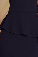 192-4 Elegancka sukienka MIDI z baskinką - GRANATOWA Numoco