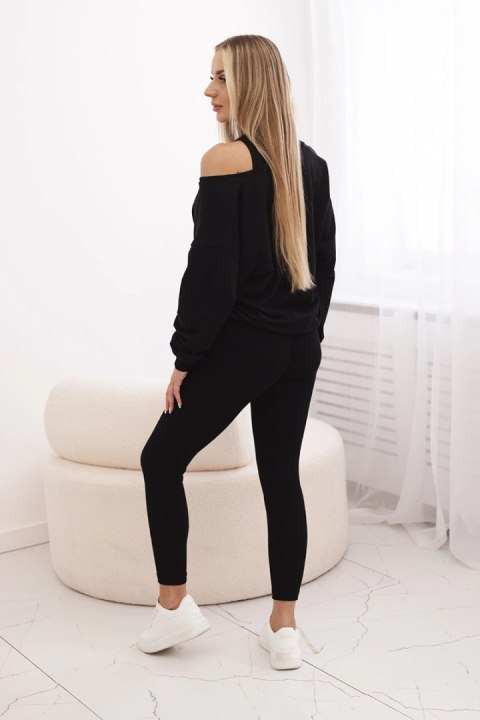 Komplet 3-częściowy bluza + top + legginsy czarny