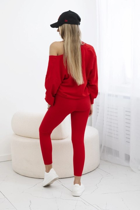 Komplet 3-częściowy bluza + top + legginsy czerwony