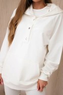 Komplet 3 w 1 bluza, top i krótkie legginsy ecru