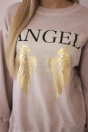 Komplet bawełniany dekatyzowany Angel bluza + spodnie pudrowy róż