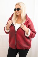 Kurtka damska Plus Size z kapturem i barankiem bordowa