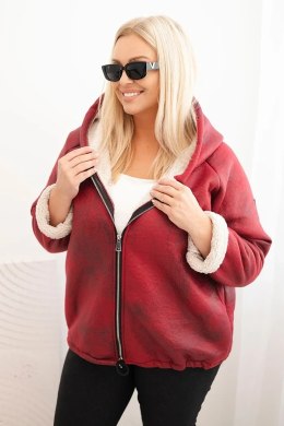 Kurtka damska Plus Size z kapturem i barankiem bordowa