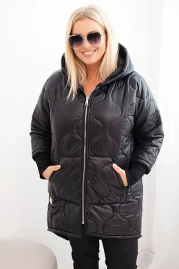 Kurtka damska zimowa Plus Size pikowana z kapturem czarna