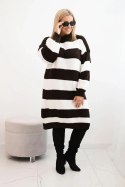 Sukienka damska swetrowa Plus Size w pasy brązowa