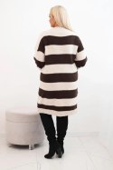 Sukienka damska swetrowa Plus Size w pasy camelowa