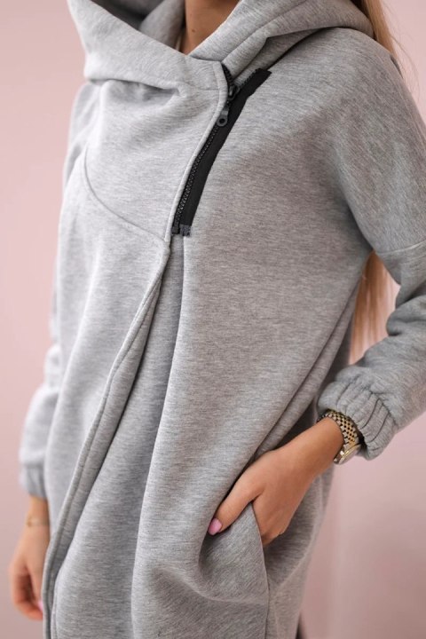 Bluza z krótkim suwakiem szara