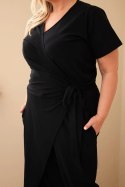 Kombinezon damski bawełniany Plus Size z wiązaniem w pasie czarny