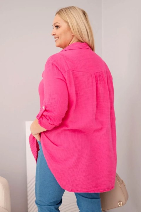 Koszula bawełniana muślinowa Plus Size fuksja