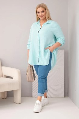Koszula bawełniana muślinowa Plus Size miętowa