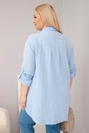 Koszula bawełniana muślinowa Plus Size niebieska