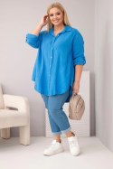 Koszula bawełniana muślinowa Plus Size turkusowa