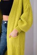 Sweter długi kardigan pistacjowy