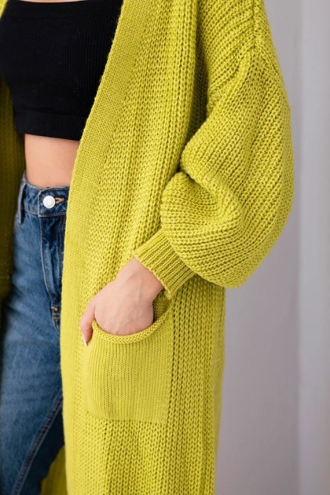 Sweter długi kardigan pistacjowy