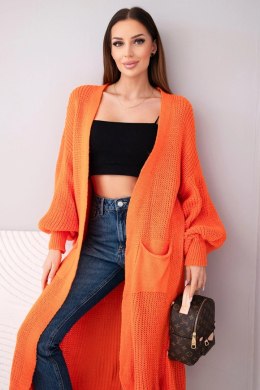 Sweter długi kardigan pomarańczowy