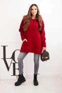 Bluza ocieplana z rozcięciami na bokach bordowa
