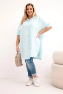 Koszula damska Plus Size z wiskozy z dłuższym tyłem jasno miętowa
