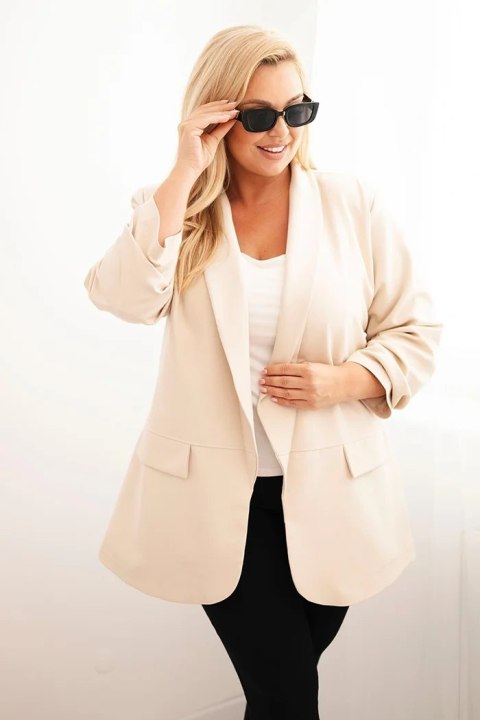 Marynarka damska Plus Size elegancka beżowa