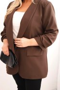 Marynarka damska Plus Size elegancka brązowa