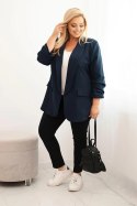 Marynarka damska Plus Size elegancka granatowa
