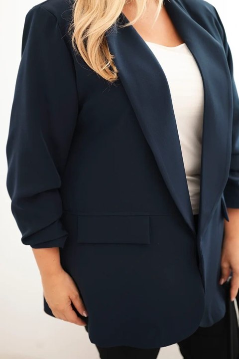 Marynarka damska Plus Size elegancka granatowa