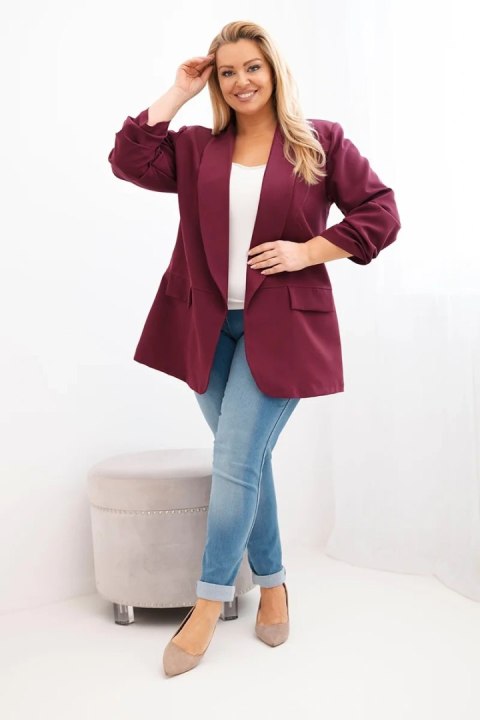 Marynarka damska Plus Size elegancka śliwkowa