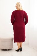 Sukienka swetrowa damska Plus Size z moherem bordowa