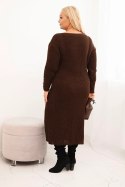 Sukienka swetrowa damska Plus Size z moherem czekoladowa