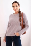 Sweter damski z baby alpaki z długim rękawem ciemny beżowy