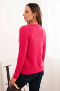 Sweter damski z baby alpaki z długim rękawem fuksja